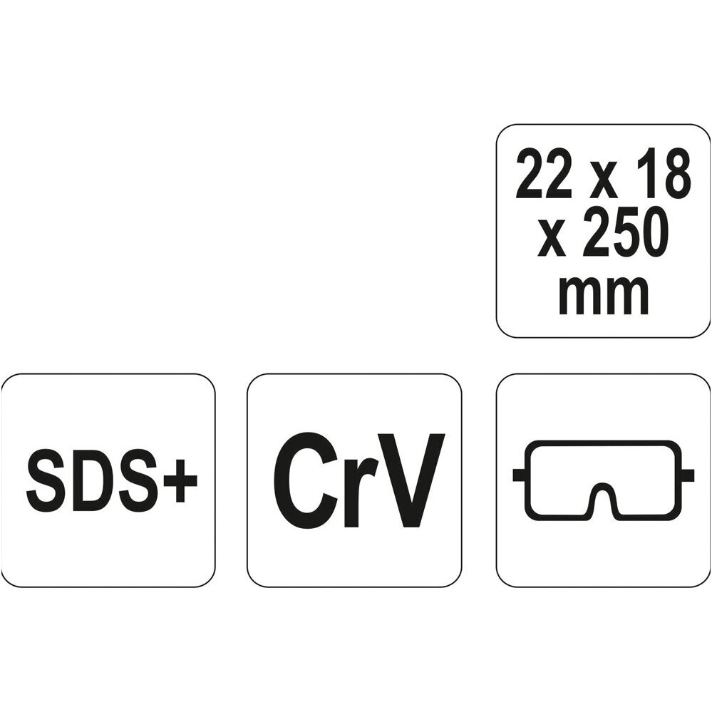 Štrauberis, kaltas betonui SDS+ 22x18x250mm YATO 2 Štrauberis, kaltas betonui SDS+ 22x18x250mm YATO 2
