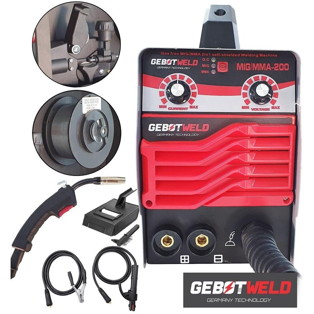 Suvirinimo pusautomatis be dujų MIG/MMA 200A IGBT, Gebot Weld Suvirinimo pusautomatis be dujų MIG/MMA 200A IGBT, Gebot Weld