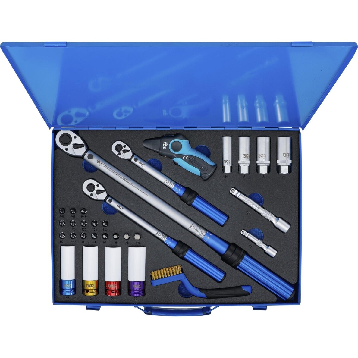 Sukimo momento veržliarakčių rinkinys | 6,3 mm (1/4"), 10 mm (3/8"), 12,5 mm (1/2") | 31 vnt. BGS 3 Sukimo momento veržliarakčių rinkinys | 6,3 mm (1/4"), 10 mm (3/8"), 12,5 mm (1/2") | 31 vnt. BGS 3