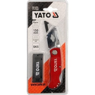 Sudedamas peilis su SK5 trapeciniais peiliukais YATO YT-7532 Sudedamas peilis su SK5 trapeciniais peiliukais YATO YT-7532
