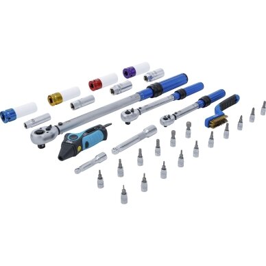 Sukimo momento veržliarakčių rinkinys | 6,3 mm (1/4"), 10 mm (3/8"), 12,5 mm (1/2") | 31 vnt. BGS 1 Sukimo momento veržliarakčių rinkinys | 6,3 mm (1/4"), 10 mm (3/8"), 12,5 mm (1/2") | 31 vnt. BGS 1
