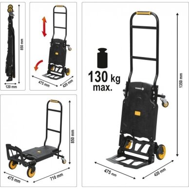 Sulankstomas transportavimo vežimėlis, 2 viename 130kg Vorel 78663 4 Sulankstomas transportavimo vežimėlis, 2 viename 130kg Vorel 78663 4
