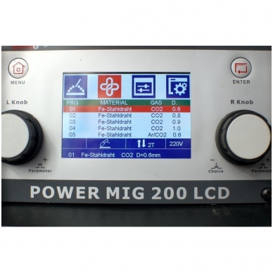 Suvirinimo pusautomatis WTL POWER MIG200LCD, 200A, 230V 3 Suvirinimo pusautomatis WTL POWER MIG200LCD, 200A, 230V 3