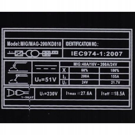 Suvirinimo pusautomatis be dujų Flux MIG200, Kraftdele KD810 9 Suvirinimo pusautomatis be dujų Flux MIG200, Kraftdele KD810 9