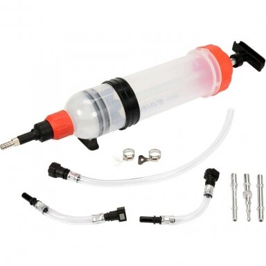 Švirkštas / rankinė pompa 1500ml su 6 adapteriais YATO YT-07082 Švirkštas / rankinė pompa 1500ml su 6 adapteriais YATO YT-07082