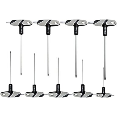 T-rankenėlių atsuktuvų rinkinys | T-Star su skyle (Torx) | T10-T50 | 9 vnt. YATO