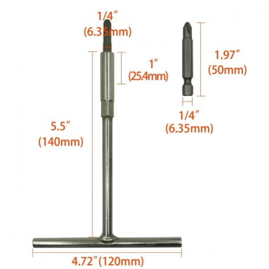T tipo rankena + JIS 1/4'' antgalių rinkinys 6vnt. ELLIENT TOOLS