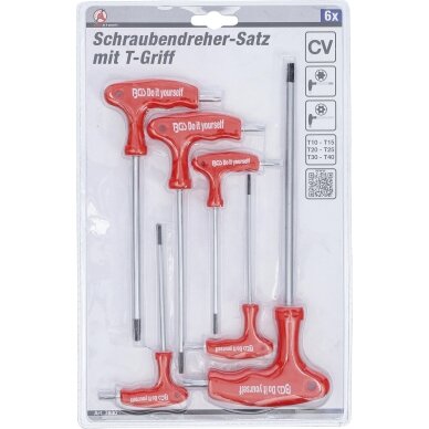 T-rankenėlių atsuktuvų rinkinys | T-Star su skylėmis (Torx) | T10-T40 | 6 vnt. BGS 2