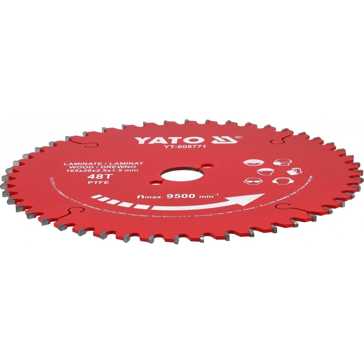 TCT pjovimo diskas laminatui ir medienai PTFE danga | 165 mm | 48 dantukai | 20 mm YATO 2