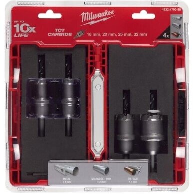 TCT karūnų rinkinys 4 dalių MILWAUKEE 4932479058 5 TCT karūnų rinkinys 4 dalių MILWAUKEE 4932479058 5