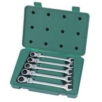 Terkšliniai kombinuoti raktai su lanksčia galva SATA 5vnt. (10-14mm) Terkšliniai kombinuoti raktai su lanksčia galva SATA 5vnt. (10-14mm)