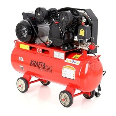 Tepalinis diržinis oro kompresorius 50L 2,8kW / 8bar, 2 stūmokliai 220V – Kraft&Dele KD403 Tepalinis diržinis oro kompresorius 50L 2,8kW / 8bar, 2 stūmokliai 220V – Kraft&Dele KD403