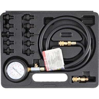 Tepalo slėgio-spaudimo matuoklis su ilga žarna ir adapteriais Tepalo slėgio-spaudimo matuoklis su ilga žarna ir adapteriais