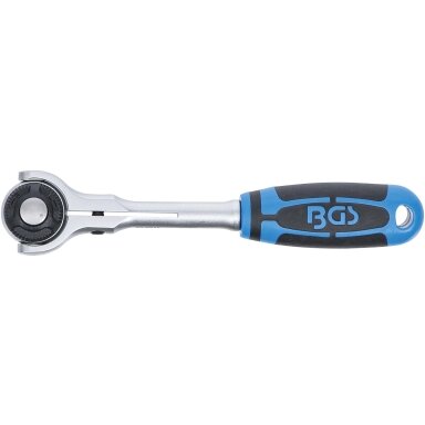 Terkšlinis raktas su psaukama galva 180°, smulkūs dantukai 1/4" BGS 112