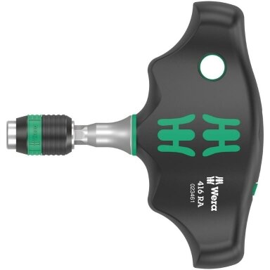 Terkšlinis T formos laikiklis 1/4" antgaliams Wera 416 RA Terkšlinis T formos laikiklis 1/4" antgaliams Wera 416 RA