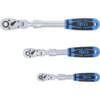 Terkšlių rinkinys | ištraukiamos šarnyrinės | 6,3 mm (1/4") / 10 mm (3/8") / 12,5 mm (1/2") | 3 vnt. BGS