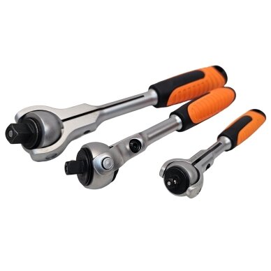 Terkšlių rinkinys | šarnyrinės galvutės | 6,3 mm (1/4") / 10 mm (3/8") / 12,5 mm (1/2") | 3 vnt. ESSEN TOOLS