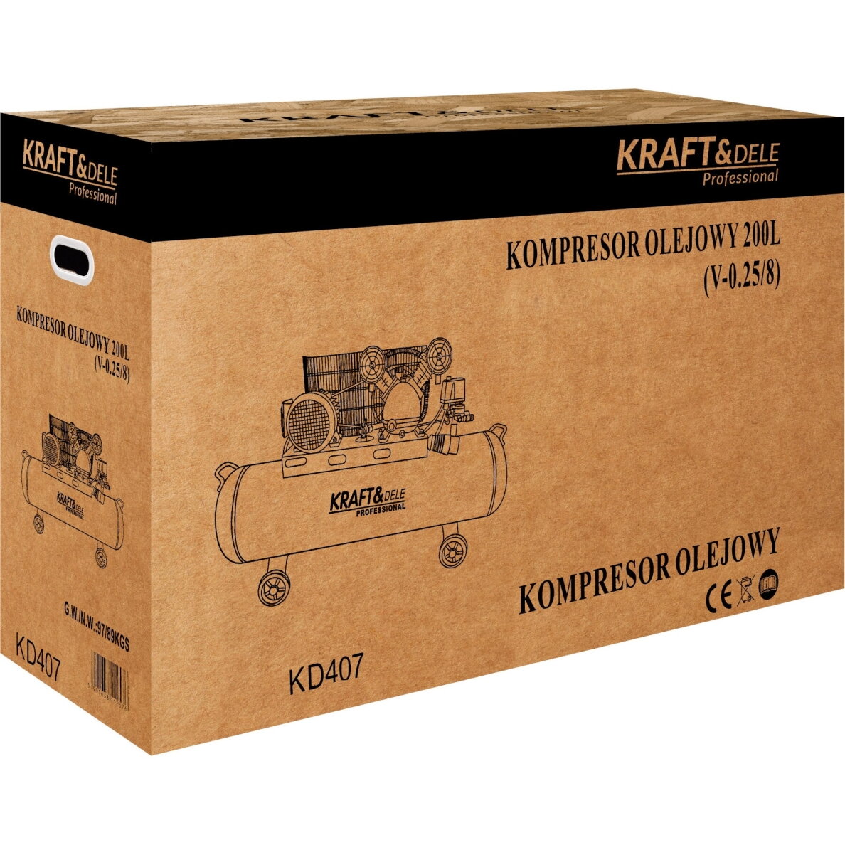 Trifazis oro kompresorius 200L 8Bar 4,3kW Kraftdele KD407 14 Trifazis oro kompresorius 200L 8Bar 4,3kW Kraftdele KD407 14