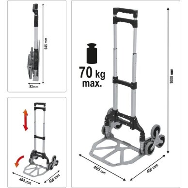 Transportavimo vežimėlis laiptais aliuminis 70 kg apkrovai 78662 Vorel 3