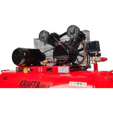 Trifazis oro kompresorius 200L 8Bar 4,3kW Kraftdele KD407 3