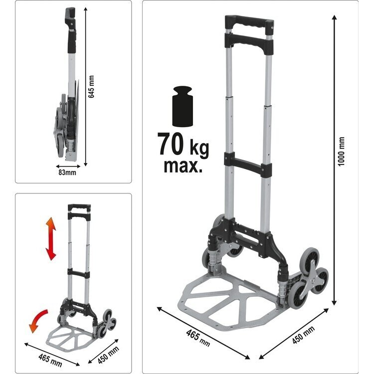Transportavimo vežimėlis laiptais aliuminis 70 kg apkrovai 78662 Vorel 3 Transportavimo vežimėlis laiptais aliuminis 70 kg apkrovai 78662 Vorel 3