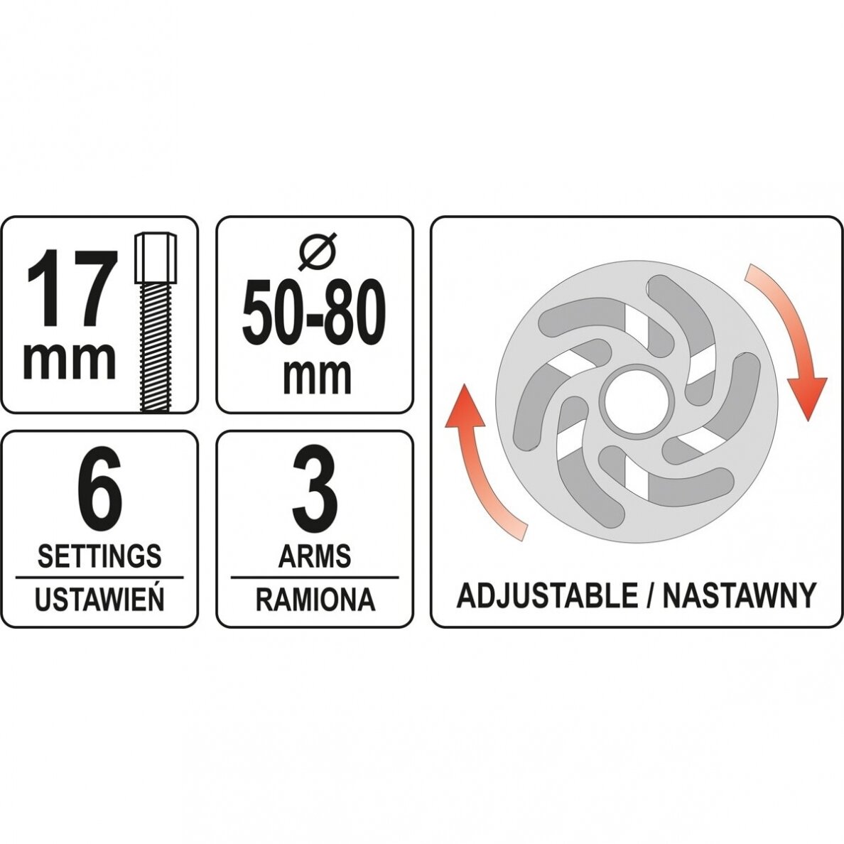Universalus skriemulio nuėmėjas trikojis YATO YT-06341 2 Universalus skriemulio nuėmėjas trikojis YATO YT-06341 2