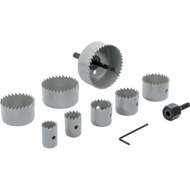 Universalus grąžtų karūnų rinkinys 19–64 mm (8 vnt.) BGS Universalus grąžtų karūnų rinkinys 19–64 mm (8 vnt.) BGS