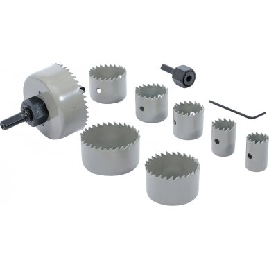 Universalus grąžtų karūnų rinkinys 19–64 mm (8 vnt.) BGS Universalus grąžtų karūnų rinkinys 19–64 mm (8 vnt.) BGS