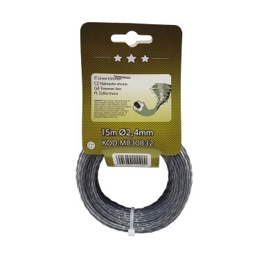 Valas trimeriams 2,4mm x 15m (Pintas, sustiprintas) Demon Valas trimeriams 2,4mm x 15m (Pintas, sustiprintas) Demon