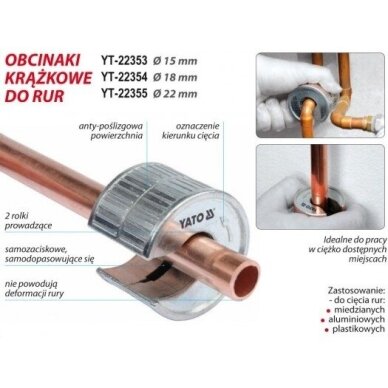 Vamzdelių pjoviklis kompaktiškas 22mm YT-22355 YATO 1