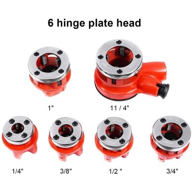 Vamzdinių sriegpjovių rinkinys su terkšle 1/4"-1,1/4" 6 vnt. 1 Vamzdinių sriegpjovių rinkinys su terkšle 1/4"-1,1/4" 6 vnt. 1