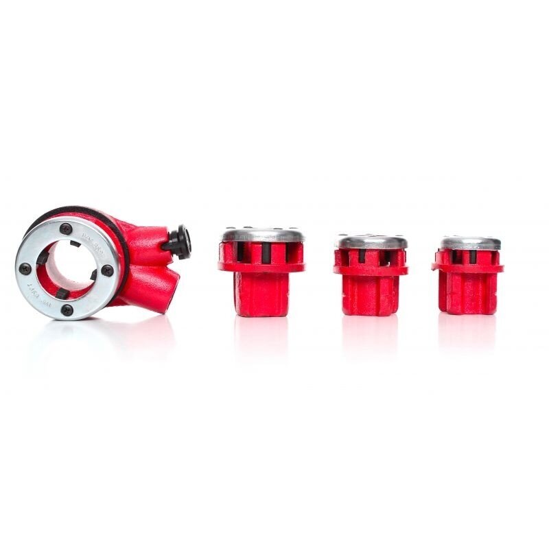 Vamzdinių sriegpjovių rinkinys su terkšle 4 vnt. 1/2" ; 3/4" ; 1" ; 1-1/4" 10 Vamzdinių sriegpjovių rinkinys su terkšle 4 vnt. 1/2" ; 3/4" ; 1" ; 1-1/4" 10