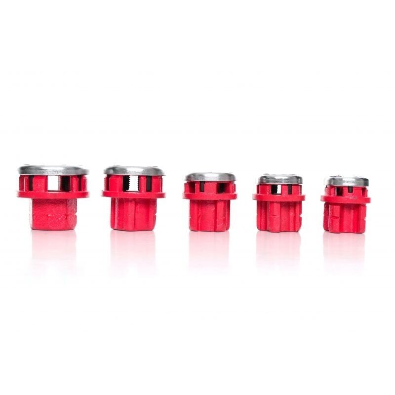 Vamzdinių sriegpjovių rinkinys 5 vnt. su terkšle 3/8"-1 1/4" 12 Vamzdinių sriegpjovių rinkinys 5 vnt. su terkšle 3/8"-1 1/4" 12