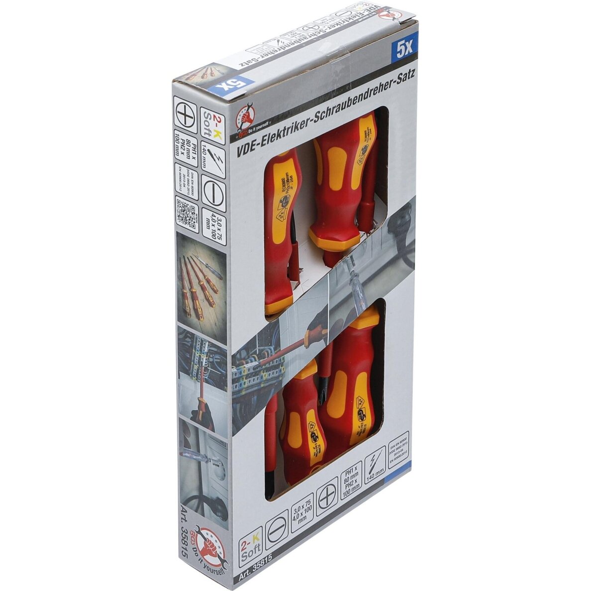 VDE elektriko atsuktuvų rinkinys | Slot SL / cross slot | 5 vnt. BGS 2 VDE elektriko atsuktuvų rinkinys | Slot SL / cross slot | 5 vnt. BGS 2