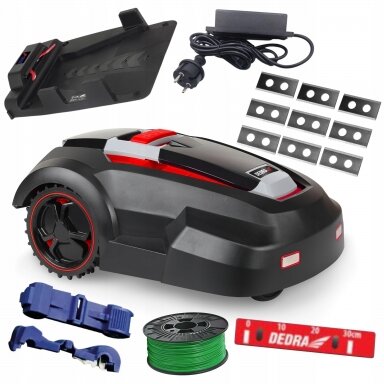 Vejos pjovimo robotas 3.0Ah, 28V, max 1000m2 DEDRA DED8751-3 Vejos pjovimo robotas 3.0Ah, 28V, max 1000m2 DEDRA DED8751-3