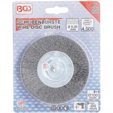 Vielinis diskinis šepetys su kotu Ø100mm BGS 2 Vielinis diskinis šepetys su kotu Ø100mm BGS 2