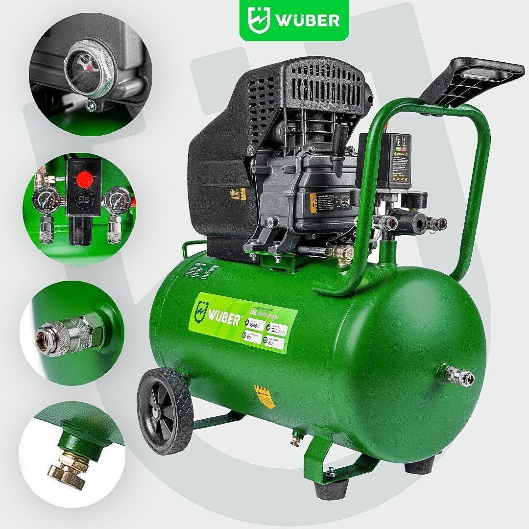 Wuber 50L kompresorius: 8 BAR, 1500W, 120 l/min W54003