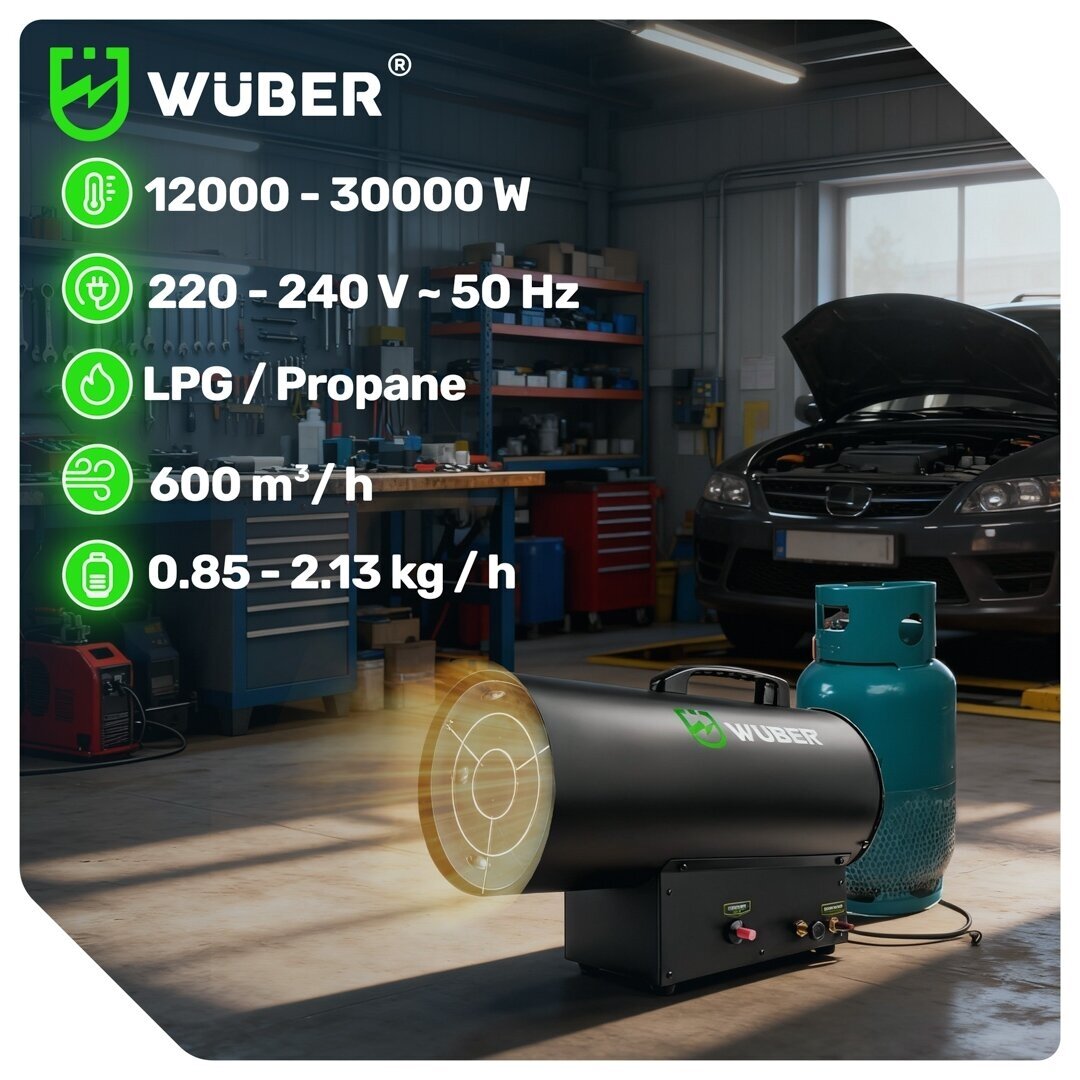 WUBER dujinis 30 kW šildytuvas – 12–30 kW reguliavimas 14