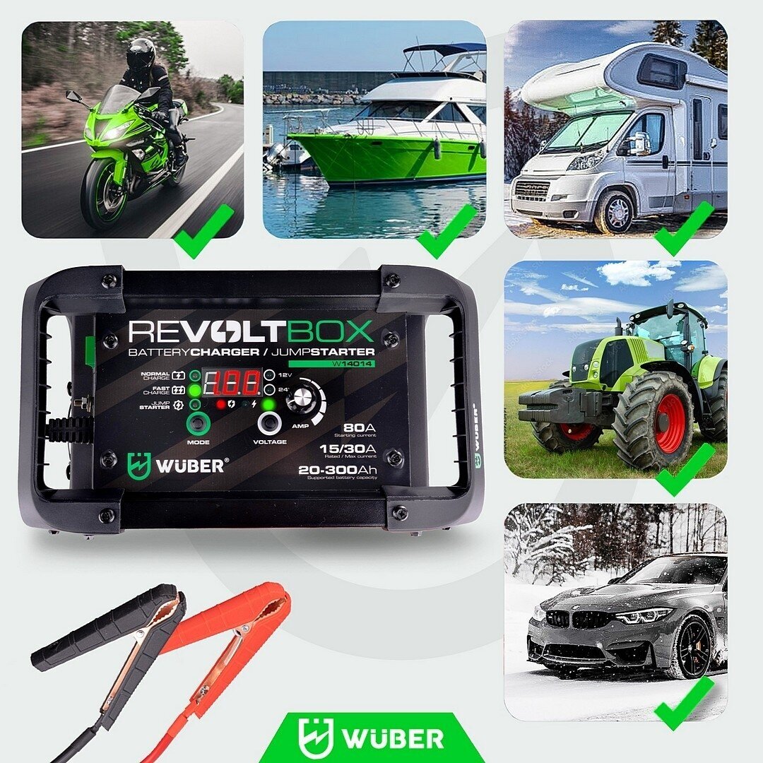 WUBER W14014 automatinis akumuliatorių įkroviklis su paleidimo funkcija 80A 13