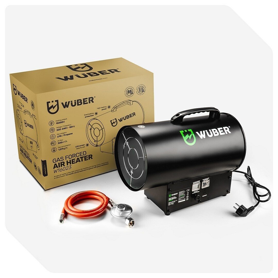WUBER W16023 dujinis šildytuvas 15 kW su LCD termostatu 15 WUBER W16023 dujinis šildytuvas 15 kW su LCD termostatu 15