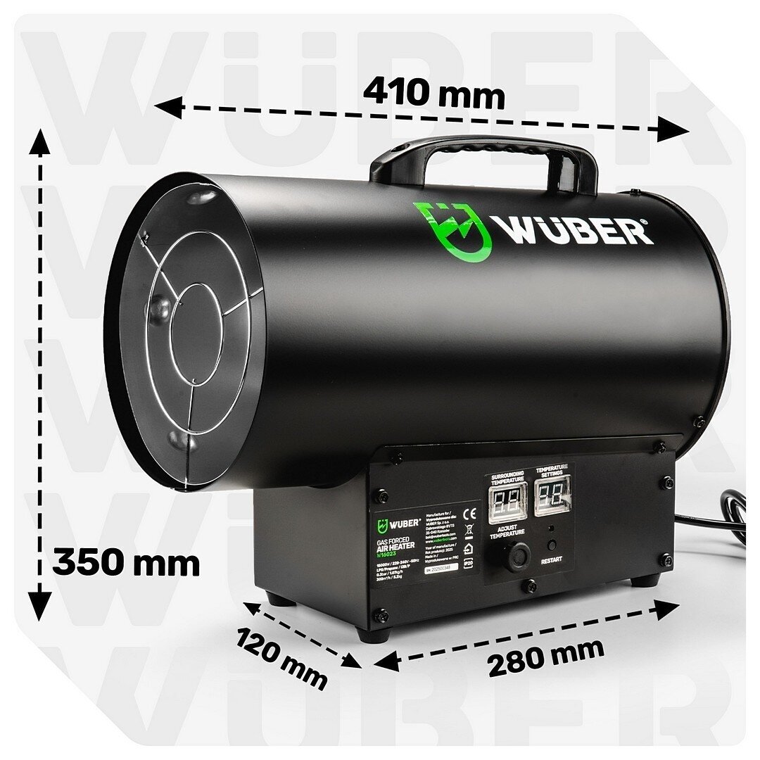 WUBER W16023 dujinis šildytuvas 15 kW su LCD termostatu 7