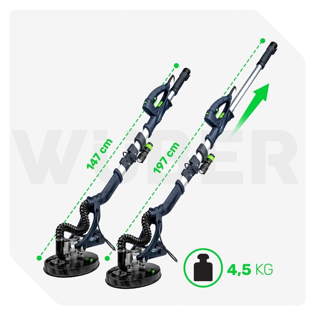 WUBER W26601 gipso šlifuoklis „žirafa“ 710W su LED, dulkių nusiurbimu ir reguliuojamu greičiu 8