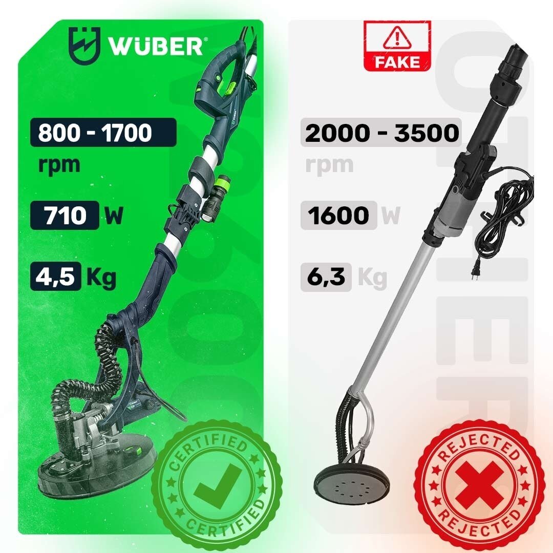 WUBER W26601 gipso šlifuoklis „žirafa“ 710W su LED, dulkių nusiurbimu ir reguliuojamu greičiu 12 WUBER W26601 gipso šlifuoklis „žirafa“ 710W su LED, dulkių nusiurbimu ir reguliuojamu greičiu 12