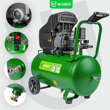Wuber 50L kompresorius: 8 BAR, 1500W, 120 l/min W54003 Wuber 50L kompresorius: 8 BAR, 1500W, 120 l/min W54003