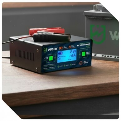 WUBER mikroprocesorinis akumuliatorių įkroviklis 6–24V 10A AGM EFB GEL 12