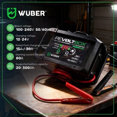 WUBER W14014 automatinis akumuliatorių įkroviklis su paleidimo funkcija 80A 2
