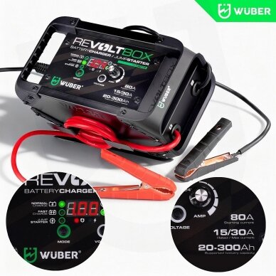 WUBER W14014 automatinis akumuliatorių įkroviklis su paleidimo funkcija 80A 10