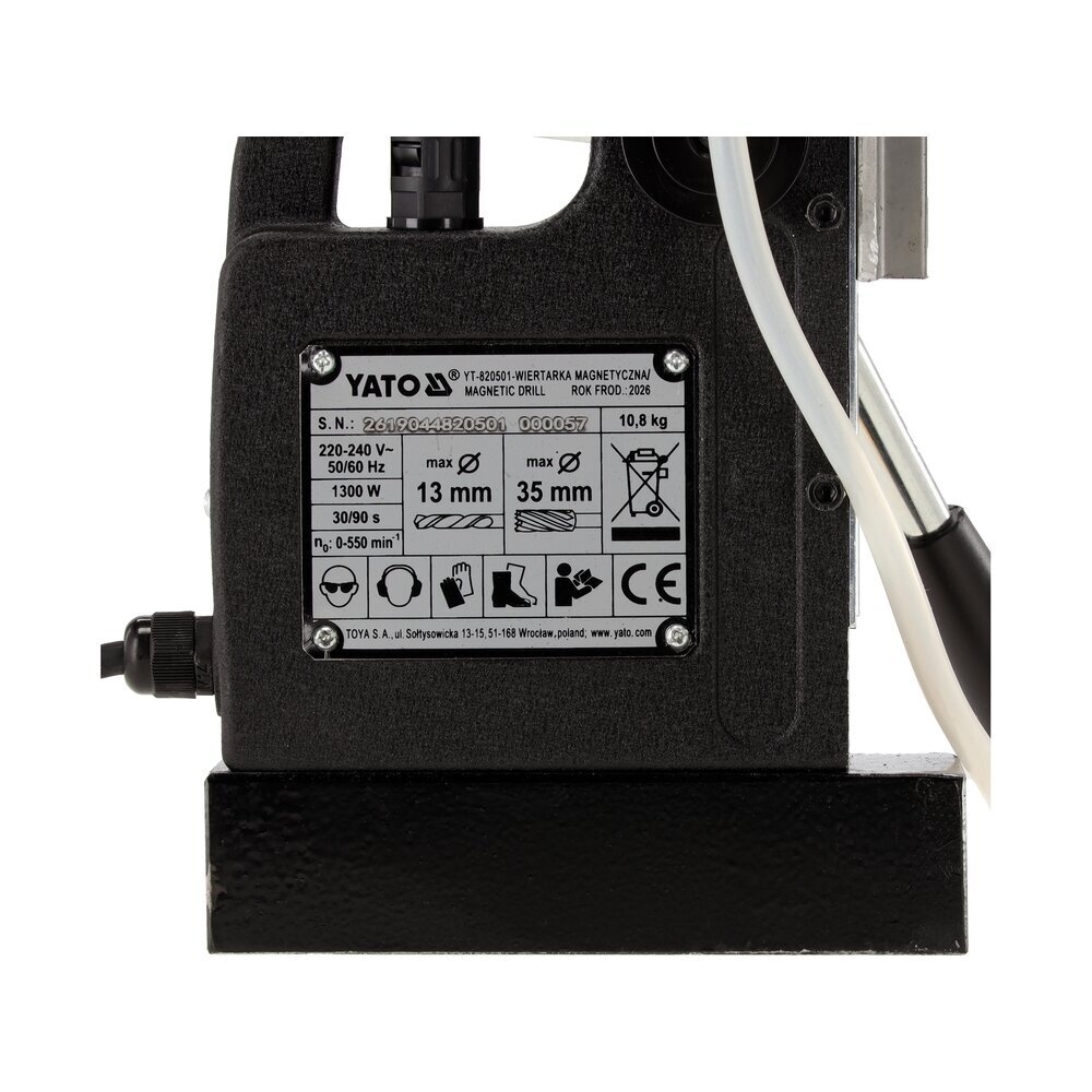 YATO 1300W magnetinės gręžimo staklės su elektromagnetine baze Ø35 mm 8
