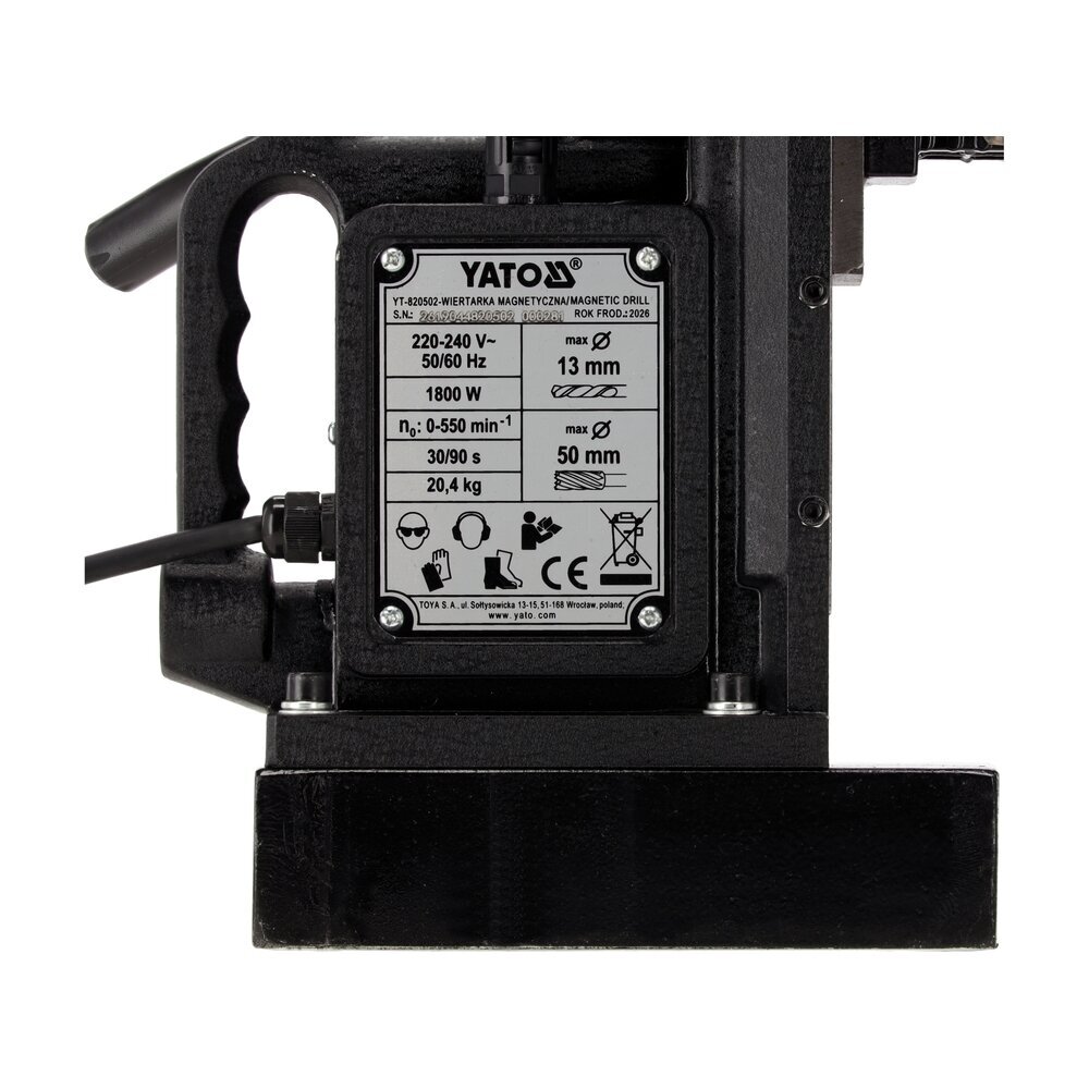 YATO 1800W magnetinės gręžimo staklės su Morse MT2 Ø50 mm 9