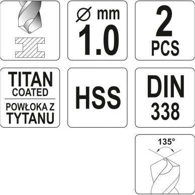 Grąžtas metalui HSS-TiN YATO DIN338 (1–13 mm) 3 Grąžtas metalui HSS-TiN YATO DIN338 (1–13 mm) 3